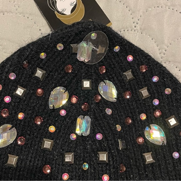 New Black Beanie with Multicolor Sequins, NWT! - Picture 2 of 6